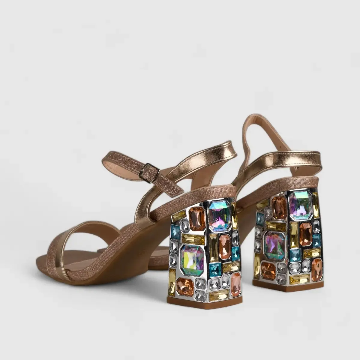 Bulbul Evening Block Heel Sandal Beige LI002
