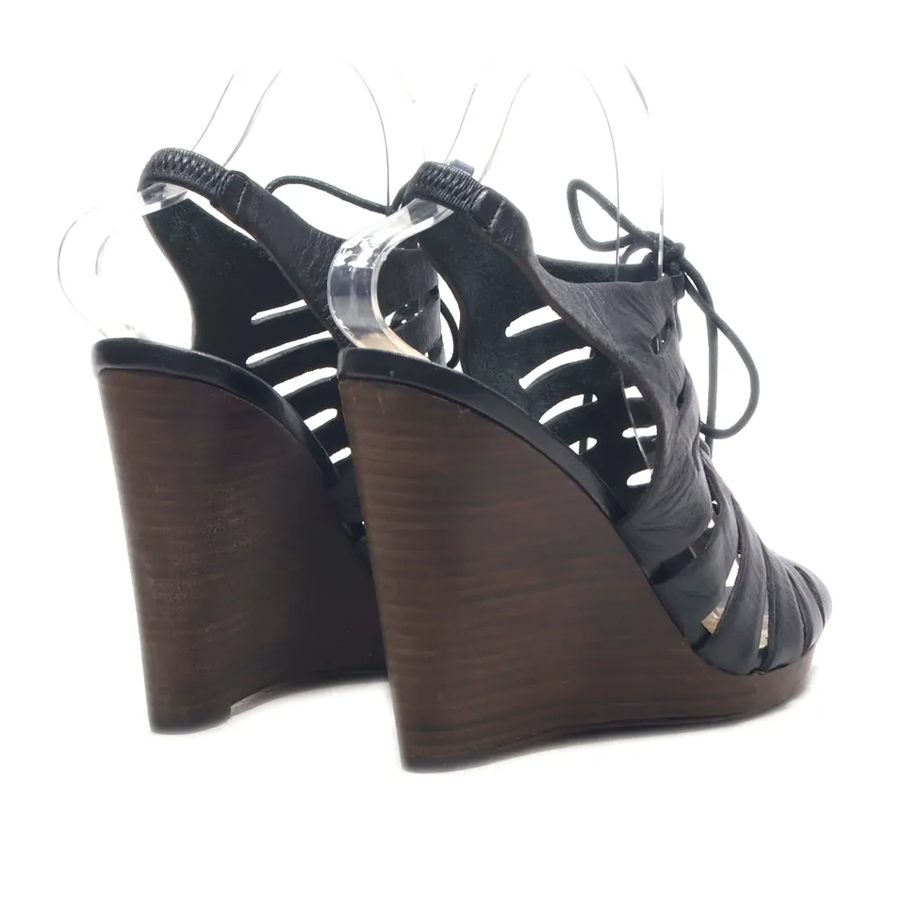 Cole Haan Wedge Sandals Leather Black Colour For Women