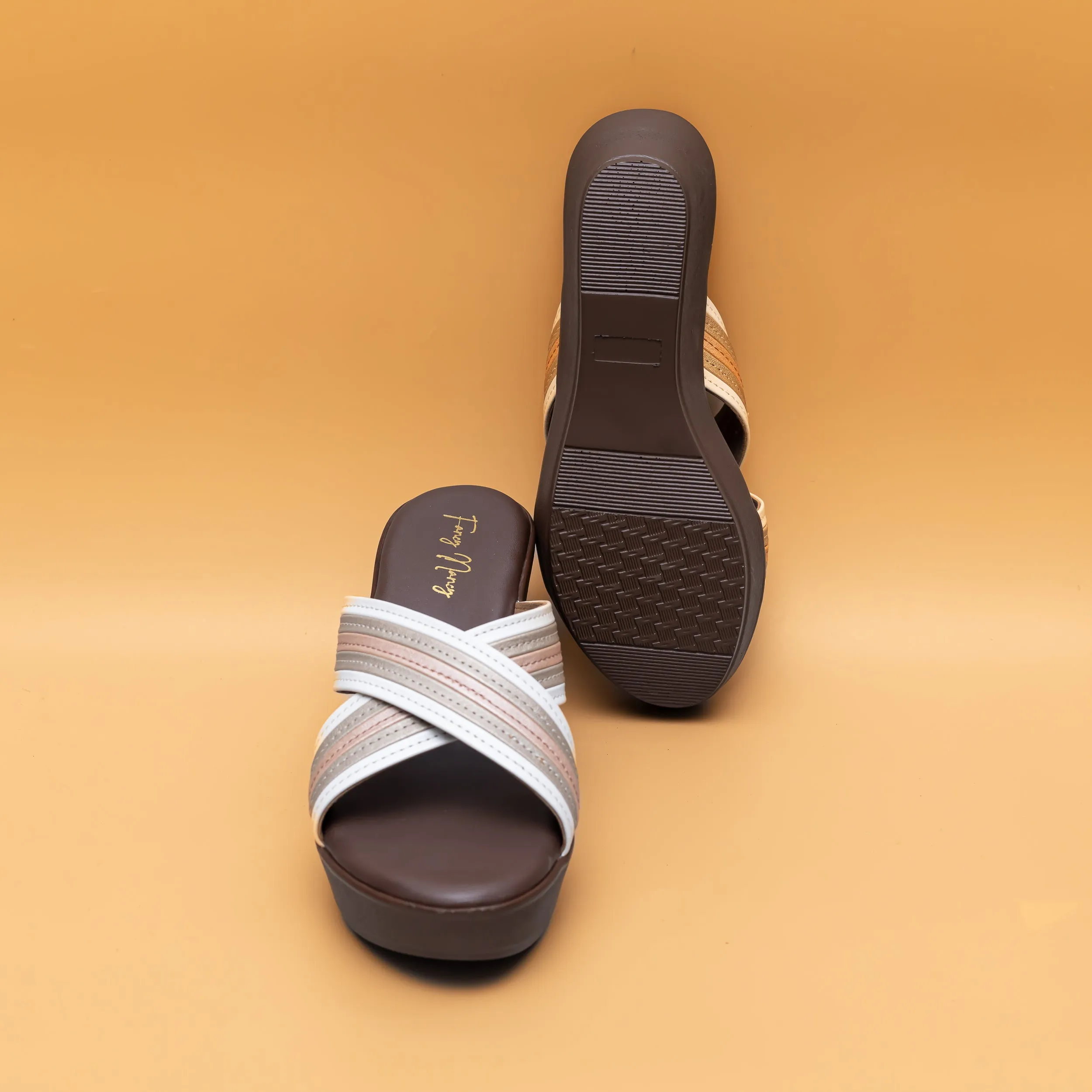 Cross Strap Wedges - White