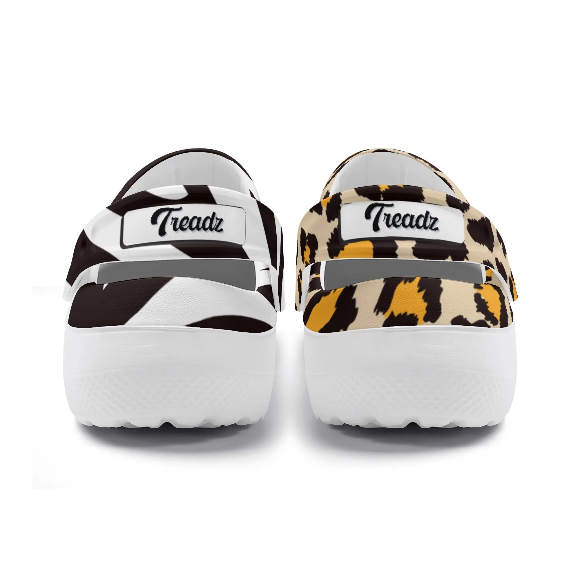 Treadz Nursing Slide On Mismatched Clogs - Safari