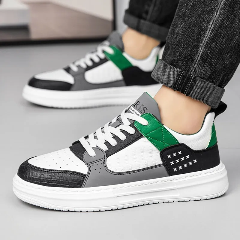 xiangtuibao Spring New Shoes for Men Fashion Skateboarding Shoes Striped Trend Casual Sneakers White Street Style Platform Sneakers